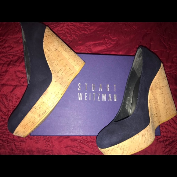 COPY - Stuart Weitzman Dutchess Suede Cork-Wedge Pump - Picture 5 of 8